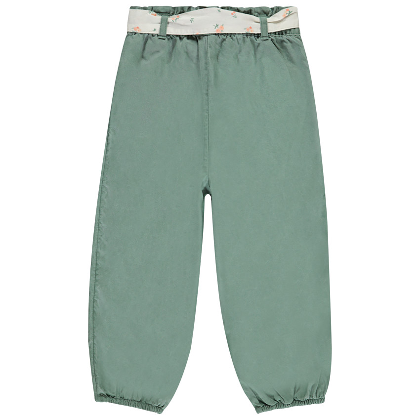Pantalon en toile avec ceinture à nouer pour bébé fille 