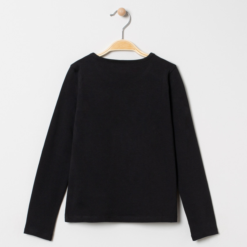 T-shirt manches longues à noeud en sequins argentés pour enfant fille 