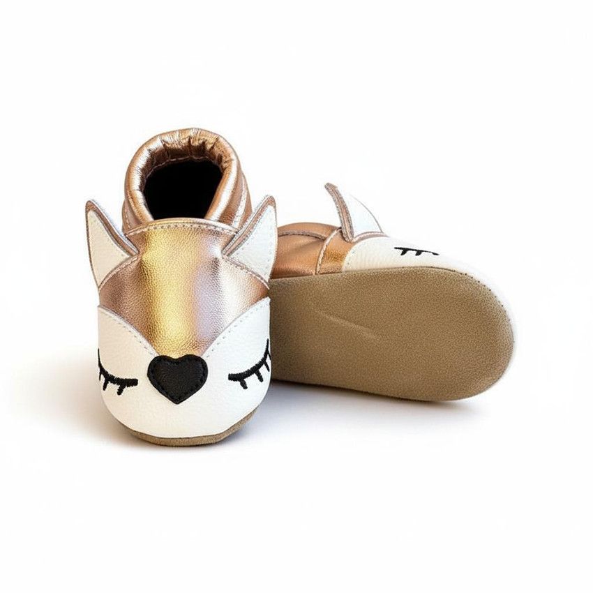 Chaussons bébé en cuir 12-18M Jade la renarde gold 