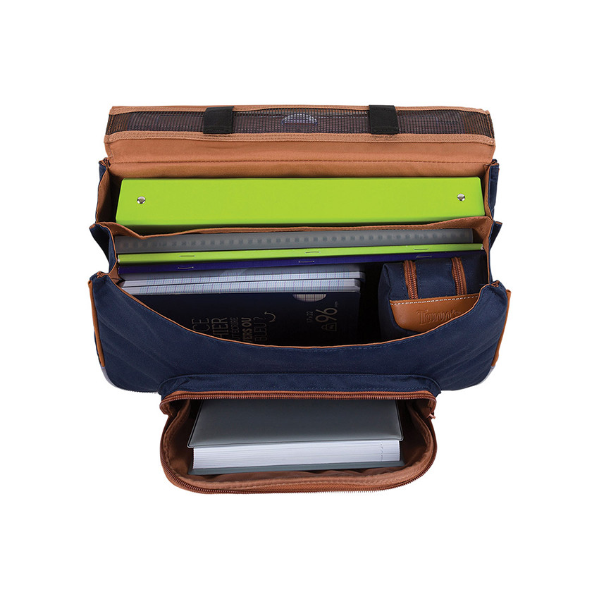 Cartable Antoine rouge avec broderies 38 cm 