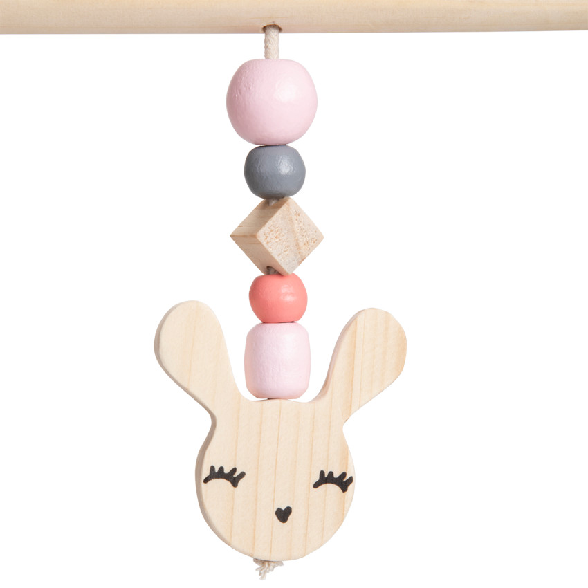 Arche d'éveil en bois + peluches en tricot - Rose 