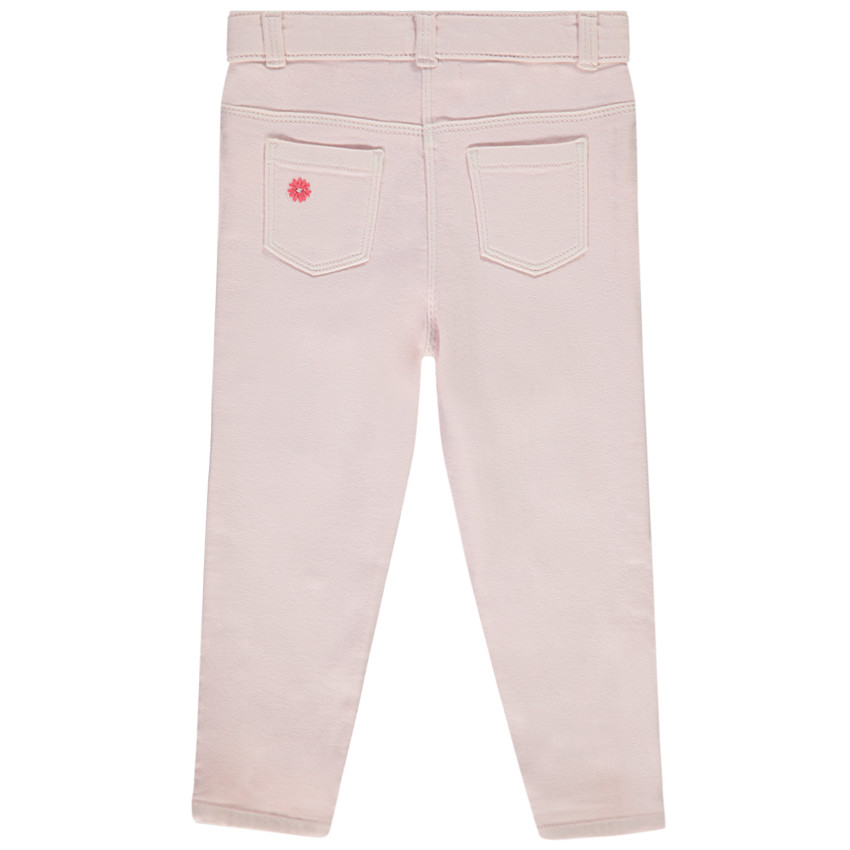 Jean en denim avec fleurs brodées pour bébé fille 