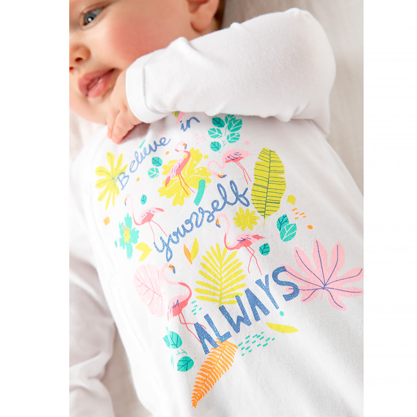 Lot de 3 dors-bien à manches longues imprimé flamants roses pour bébé fille 