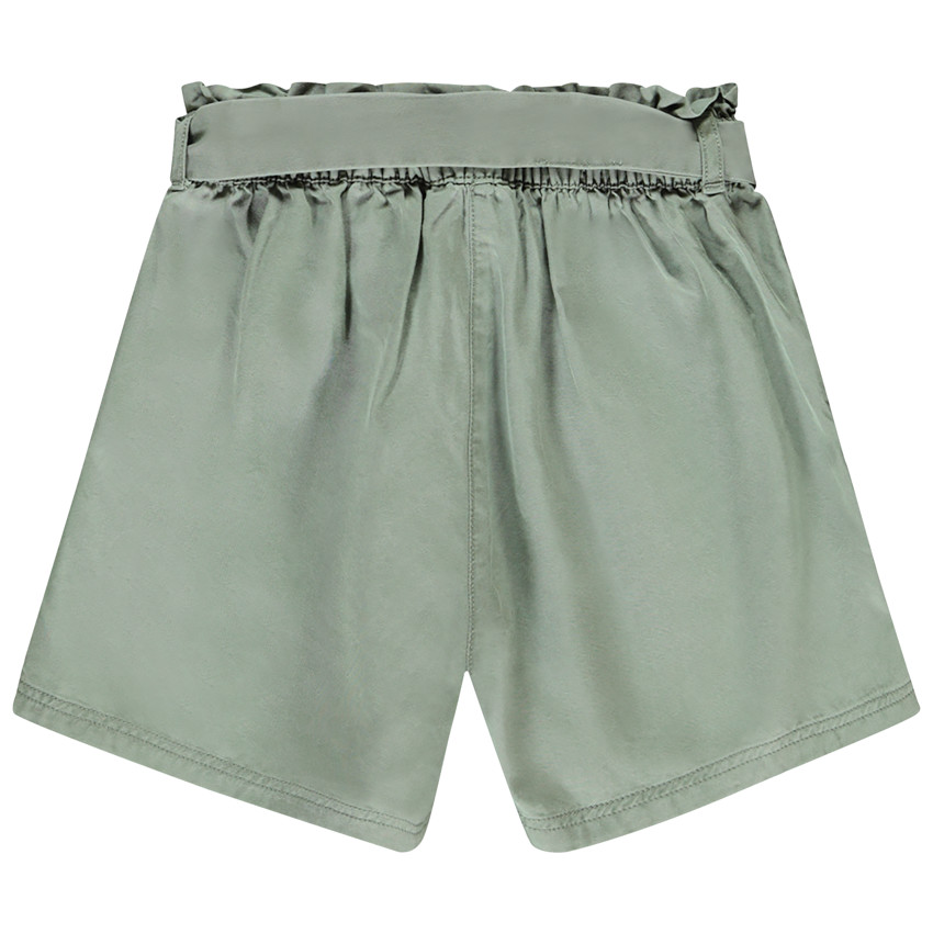 Short taille haute en twill avec ceinture à nouer pour fille 