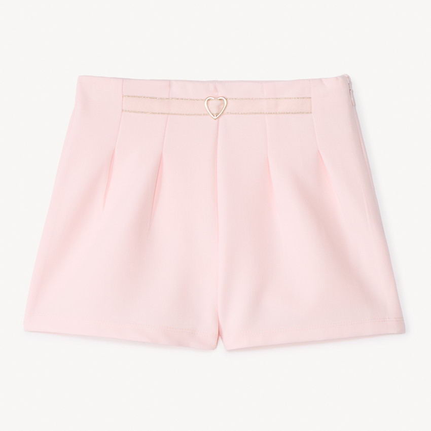Short en twill uni avec ceinture en tissu pour fille