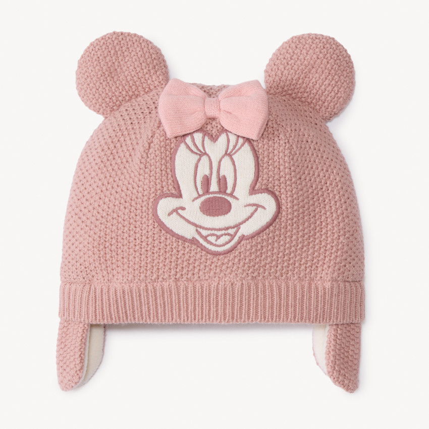 Bonnet ludique Minnie Disney en tricot pour bébé fille 