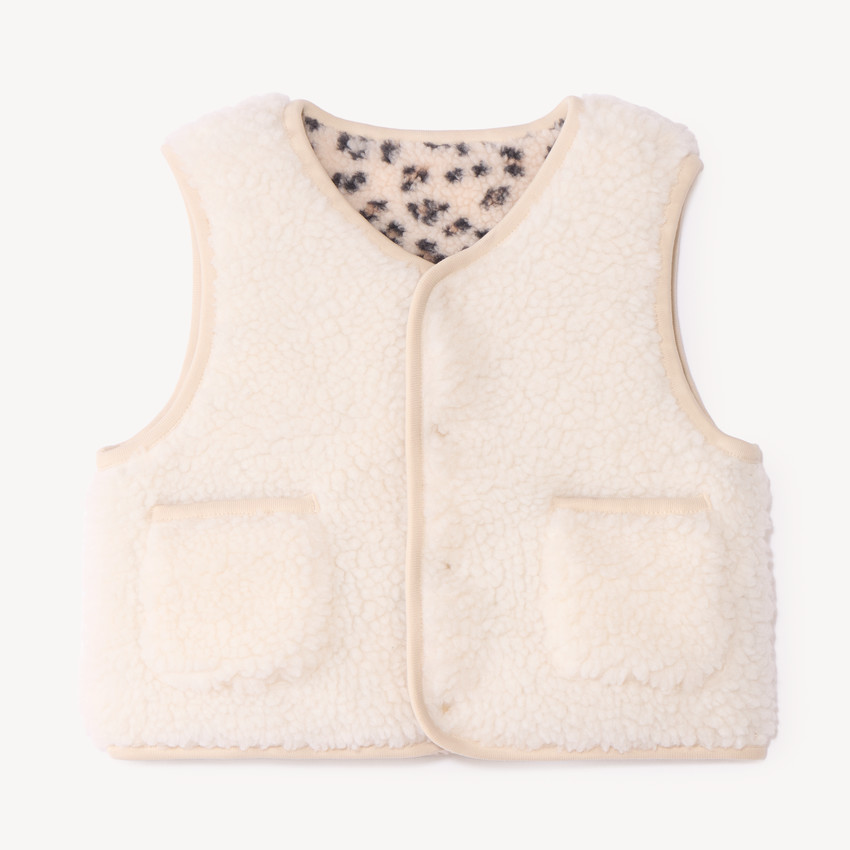 Gilet sans manches fille imprimé léopard 