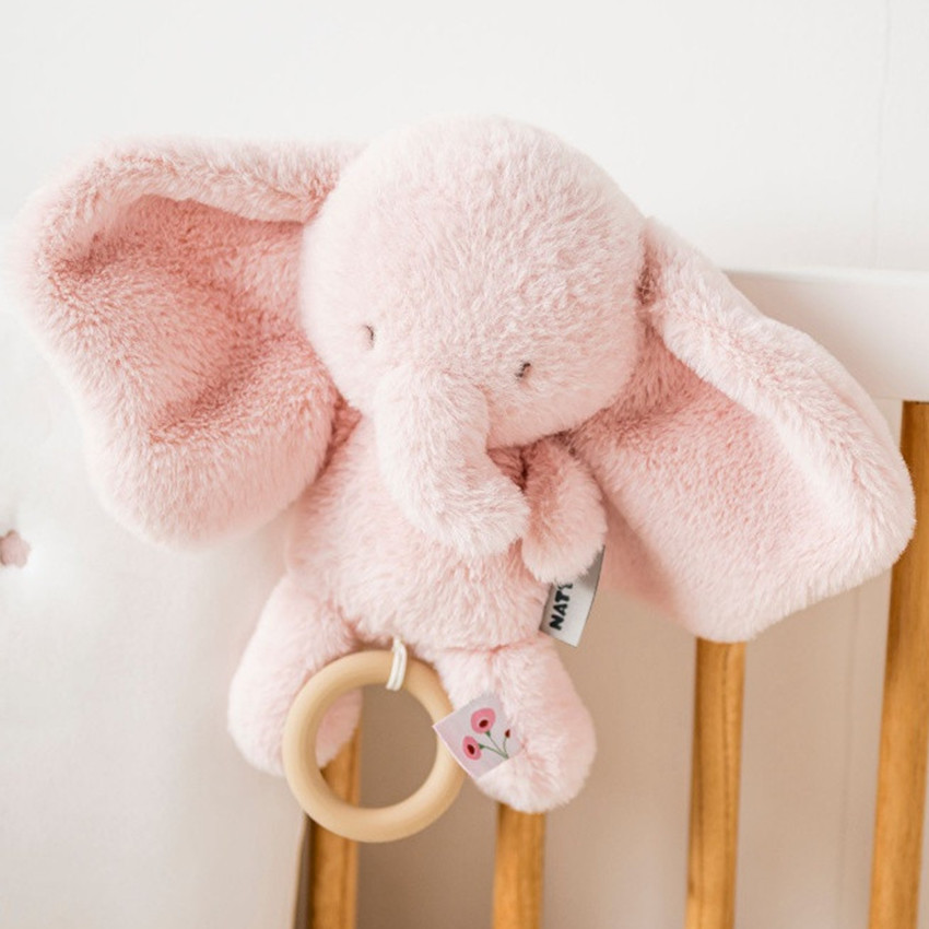 Peluche musicale éléphant - Velours - Fanfan - Rose - 24 cm 