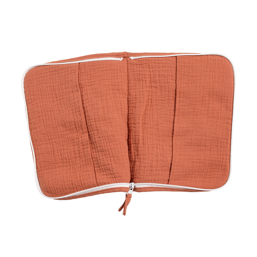 Protège carnet de santé en double gaze uni terracotta 