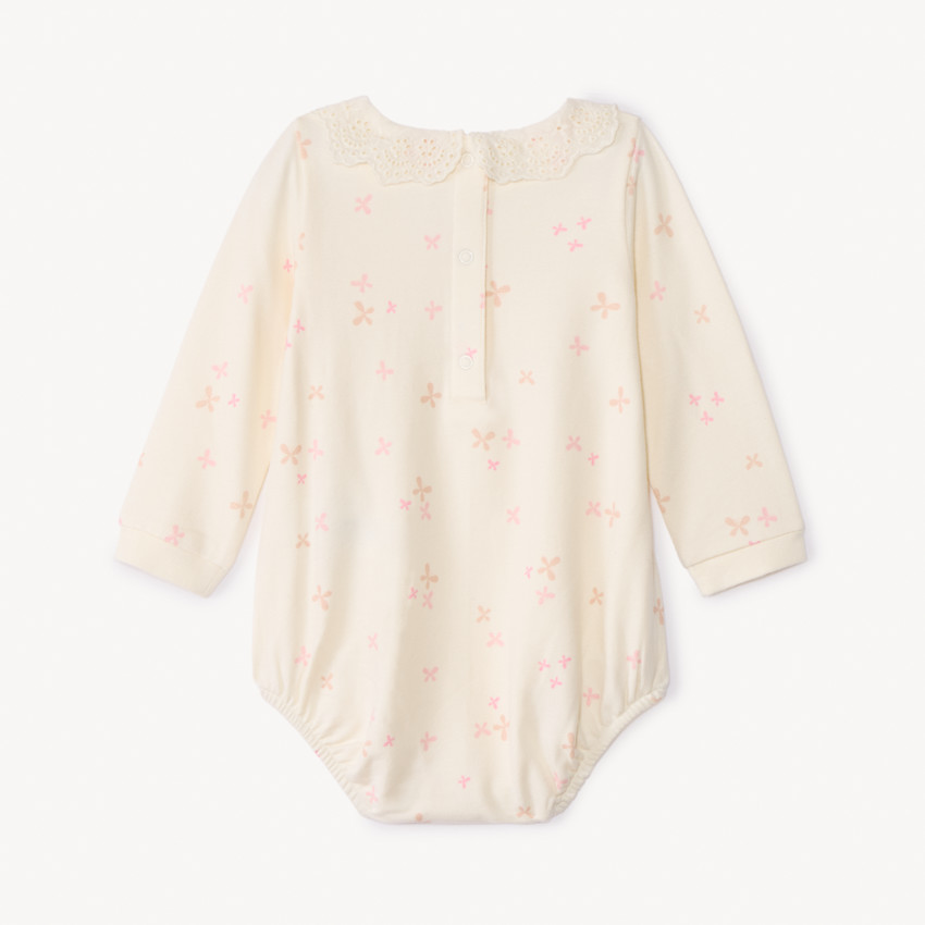 Body manches longues à col claudine brodée pour bébé fille 