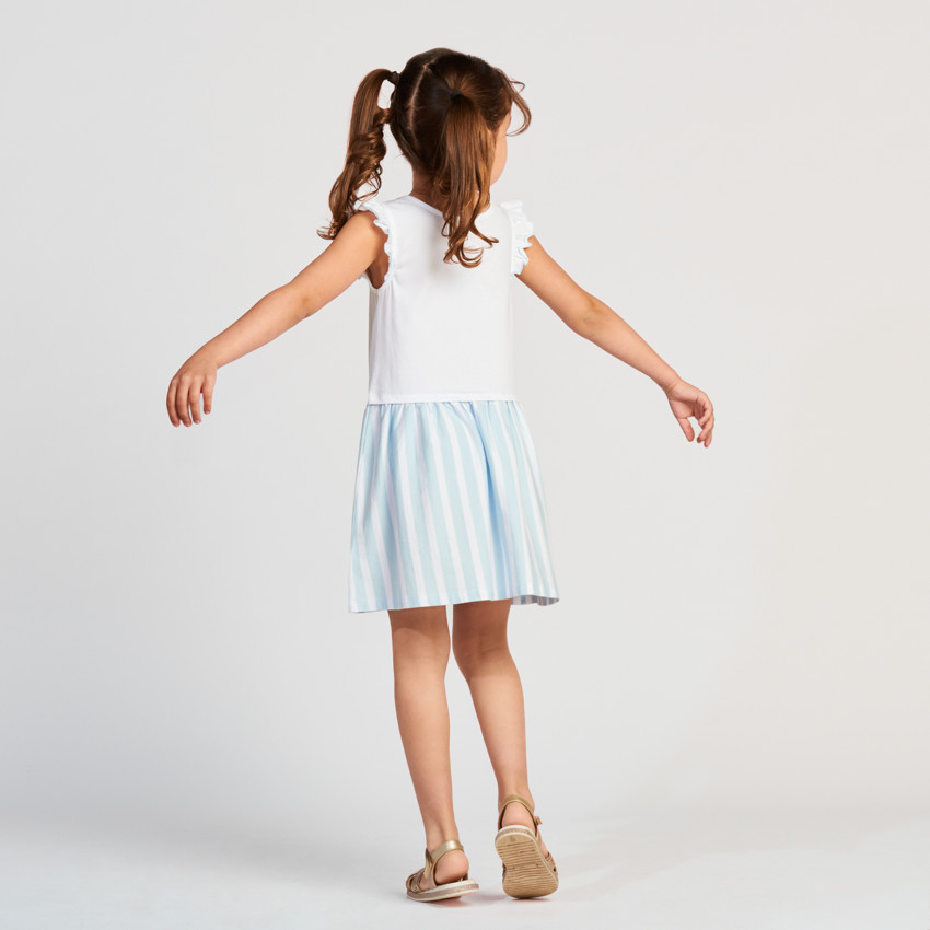 Robe manches courtes effet 2 en 1 rayée pour fille 