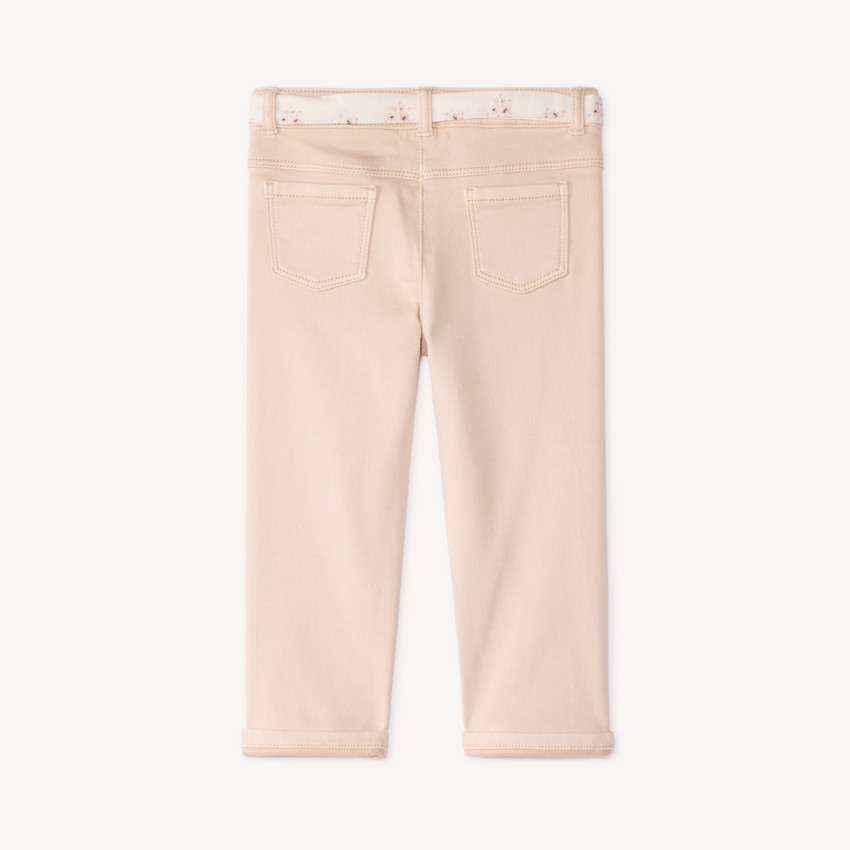 Jean slim bébé fille avec ceinture en tissu 