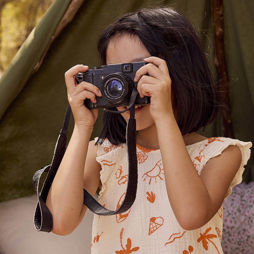 Combishort en tetra imprimé fantaisie vacances pour fille 