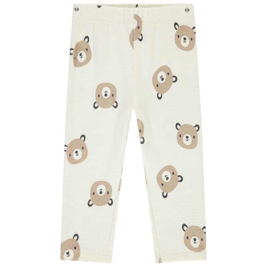 Set pyjama en nid d'abeille imprimé oursons pour bébé avec finitions différentes selon l'âge 