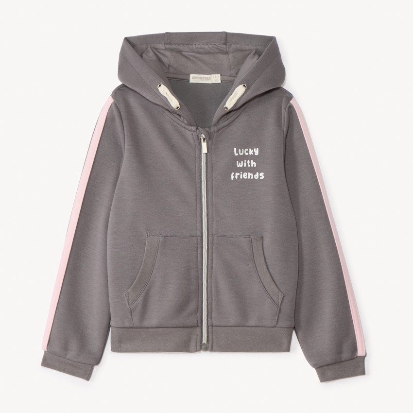 Gilet en scuba printé avec capuche pour fille