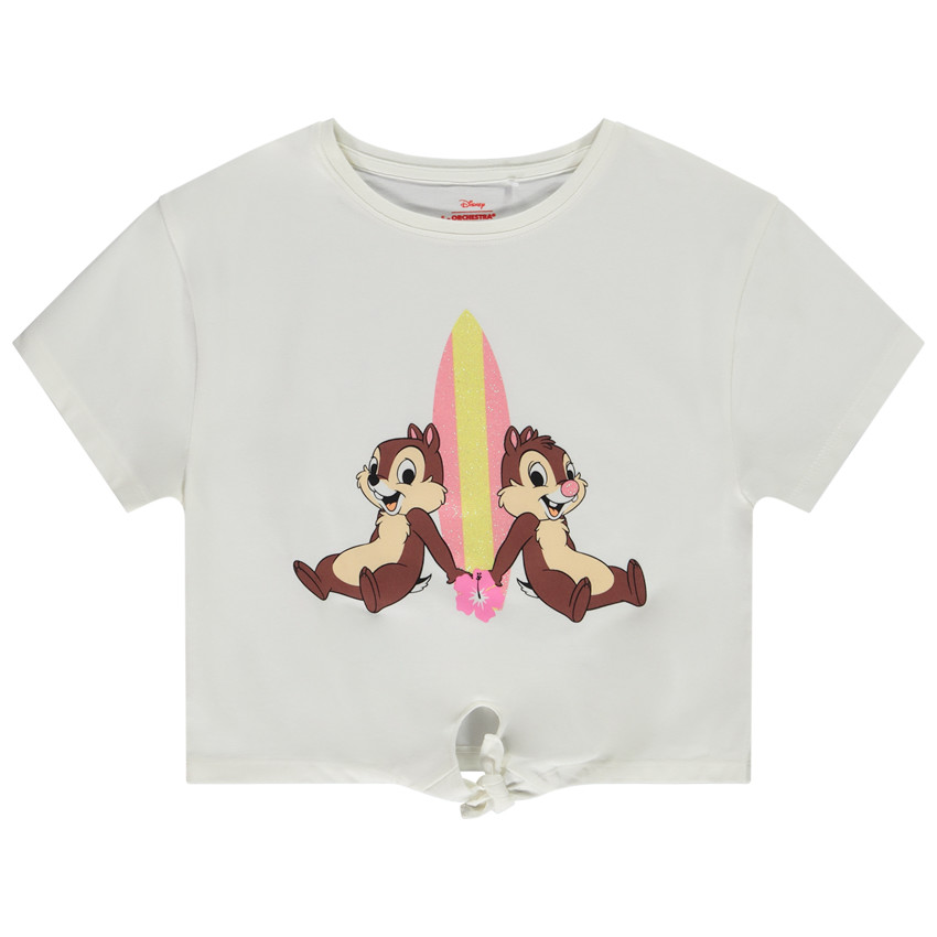 T-shirt manches courtes à nouer print Tic & Tac Disney pour fille