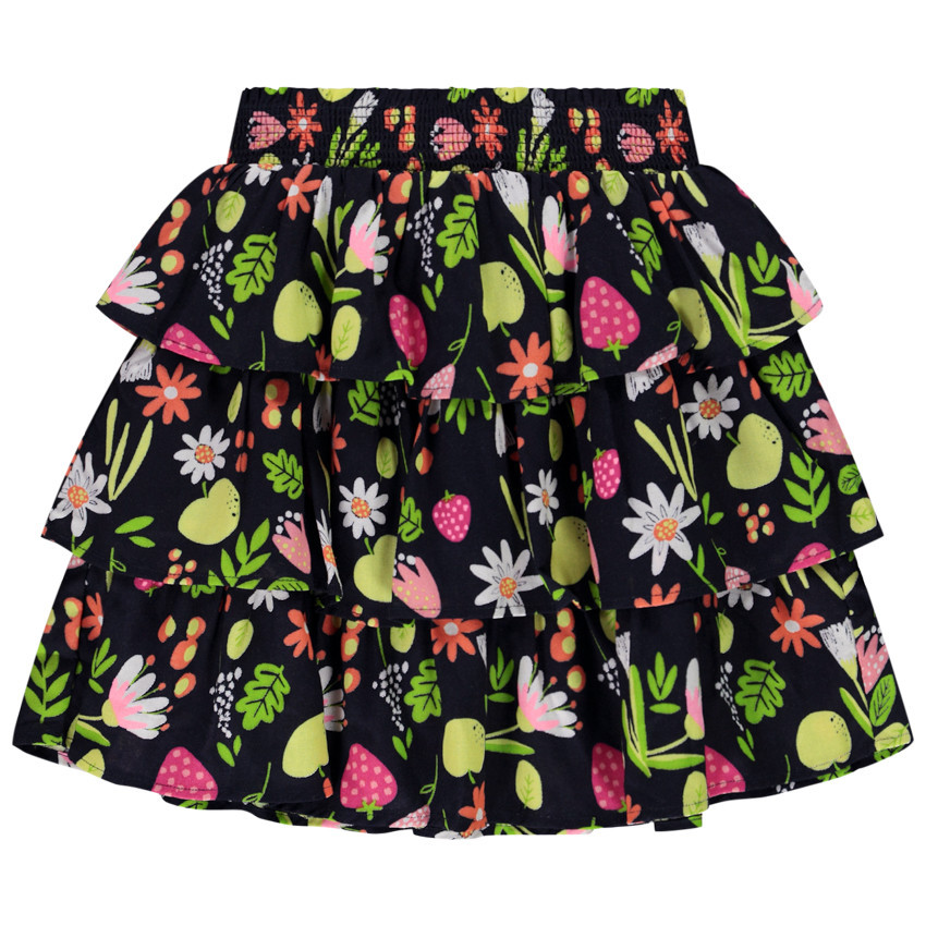 Jupe courte volantée imprimé fruits/fleurs pour fille 