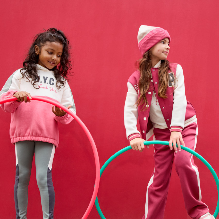 Jogging large en molleton avec bandes latérales pour fille 