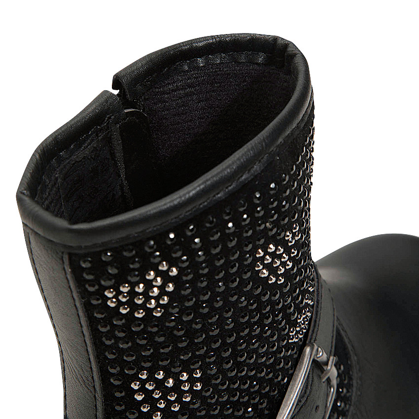 Bottes effet cuir avec strass et boucle fantaisie pour enfant fille Main Bottes effet cuir avec strass et boucle fantaisie pour enfant fille