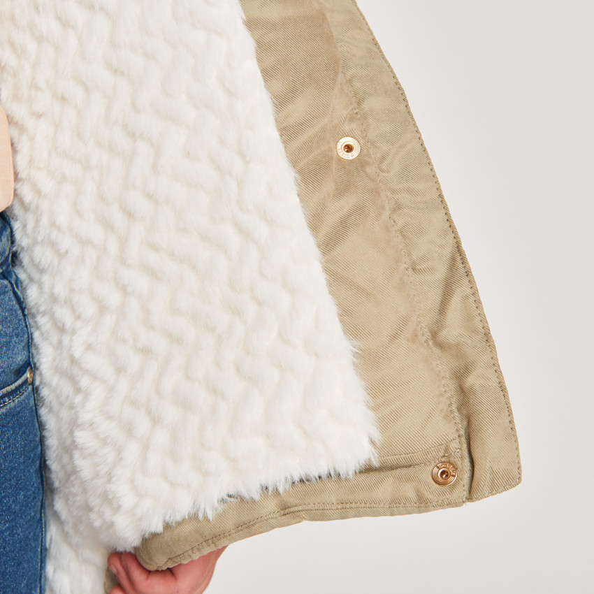 Parka déperlante à capuche effet fourrure pour fille 