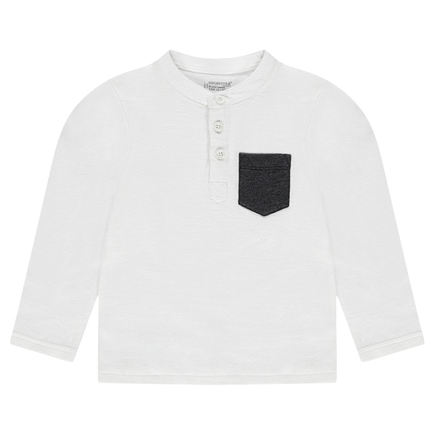 Tee-shirt manches longues en coton avec poche plaquée 