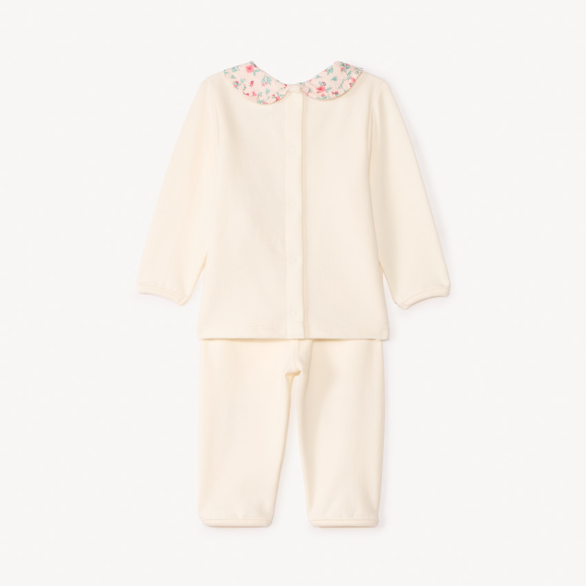 Ensemble 2 pièces unis à détails fleuris pour bébé fille 