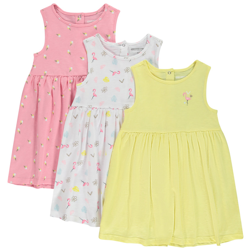lot de 3 robes débardeurs fantaisie pour bébé fille - multicolore