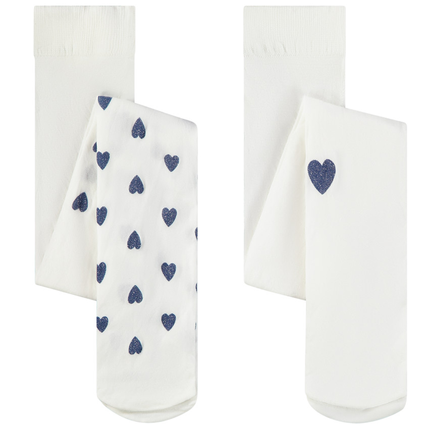Lot de 2 collants fins motifs cœurs pour bébé fille 