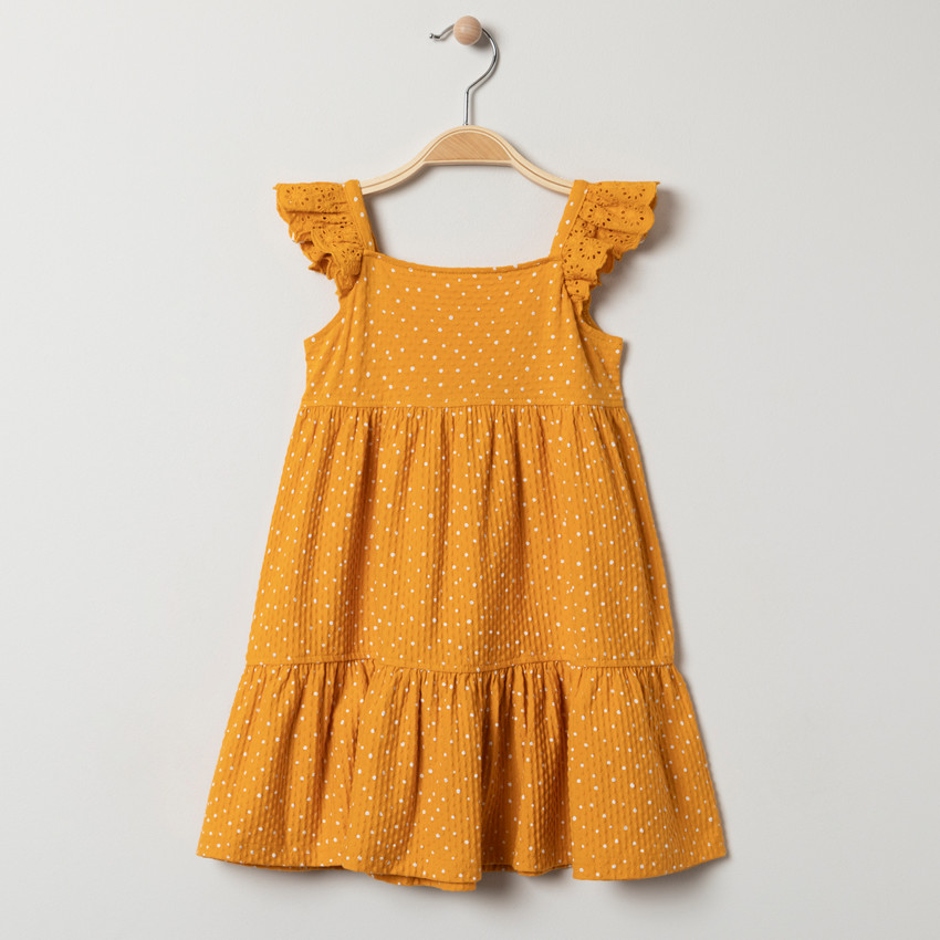 Robe en maille fantaisie à bretelles en broderie anglaise