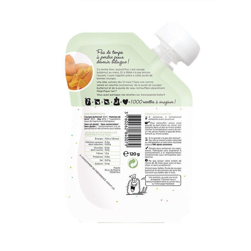 Gourde à la courge butternut bio - 120g 