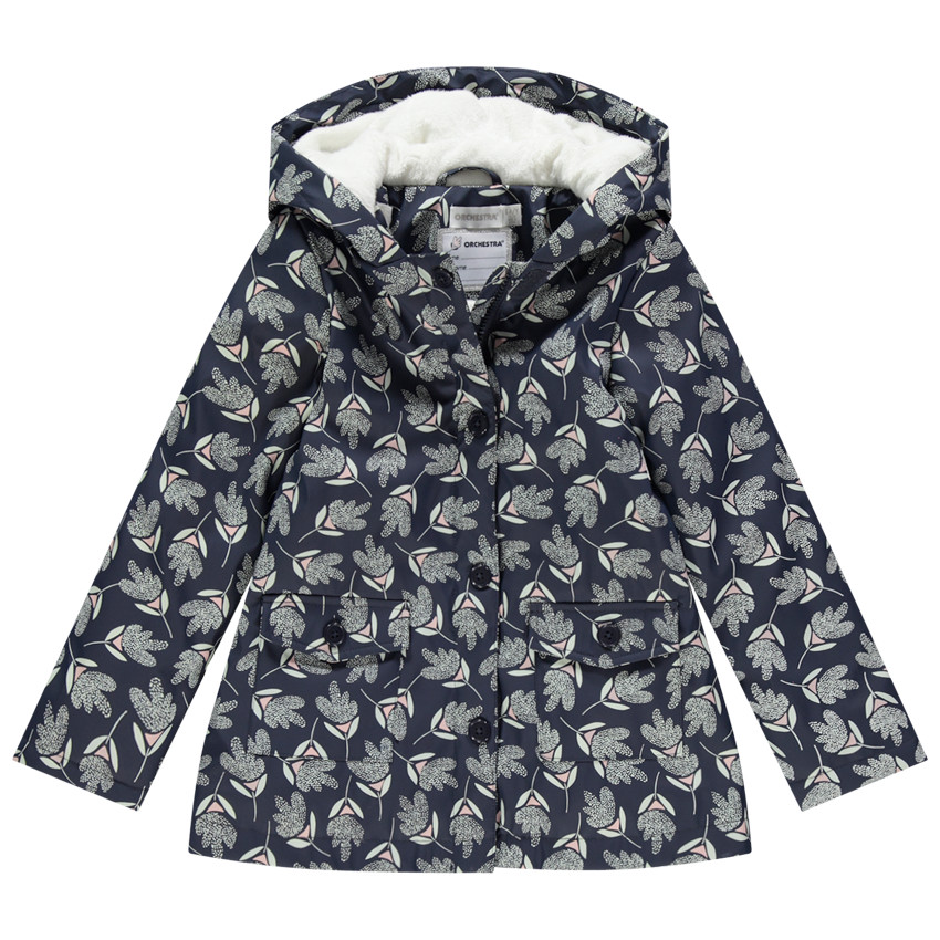 Parka en gomme à capuche doublure en sherpa pour enfant fille 