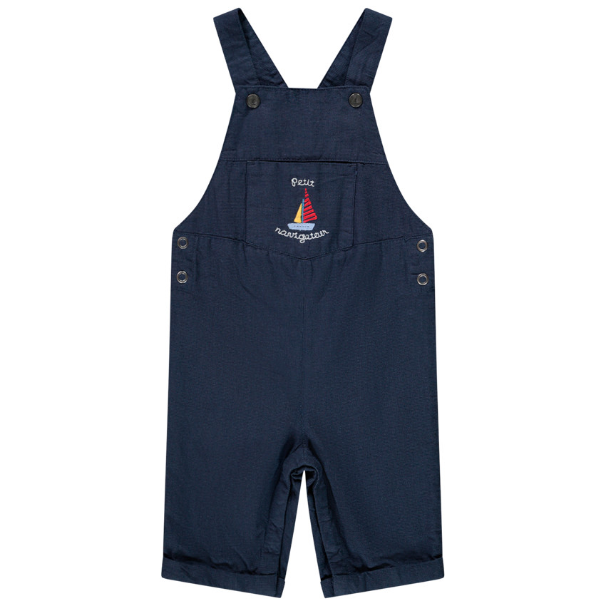 Salopette courte motif bateau pour bébé garçon 