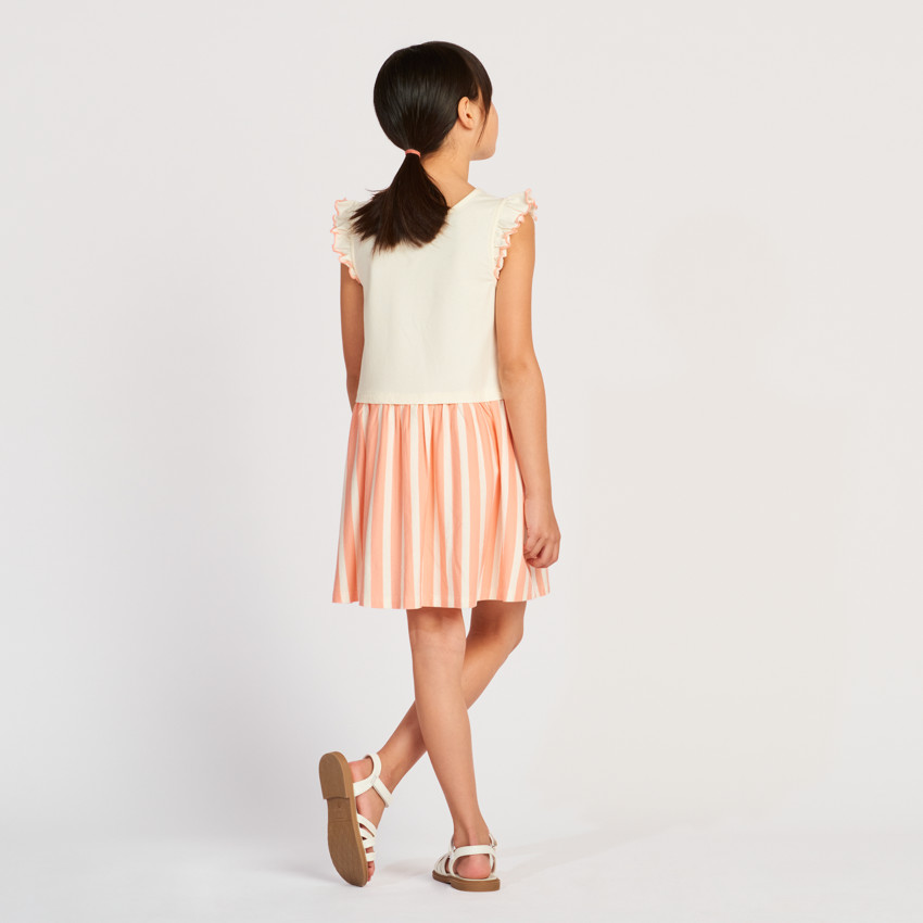 Robe manches courtes effet 2 en 1 rayée pour fille 