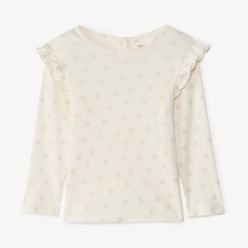 T-shirt manches longues à imprimé nuages glitter print pour bébé fille