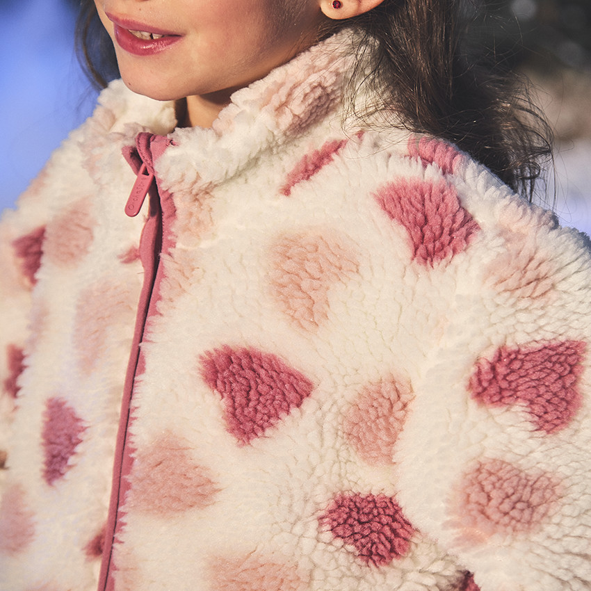 Veste en sherpa imprimé cœurs pour fille 