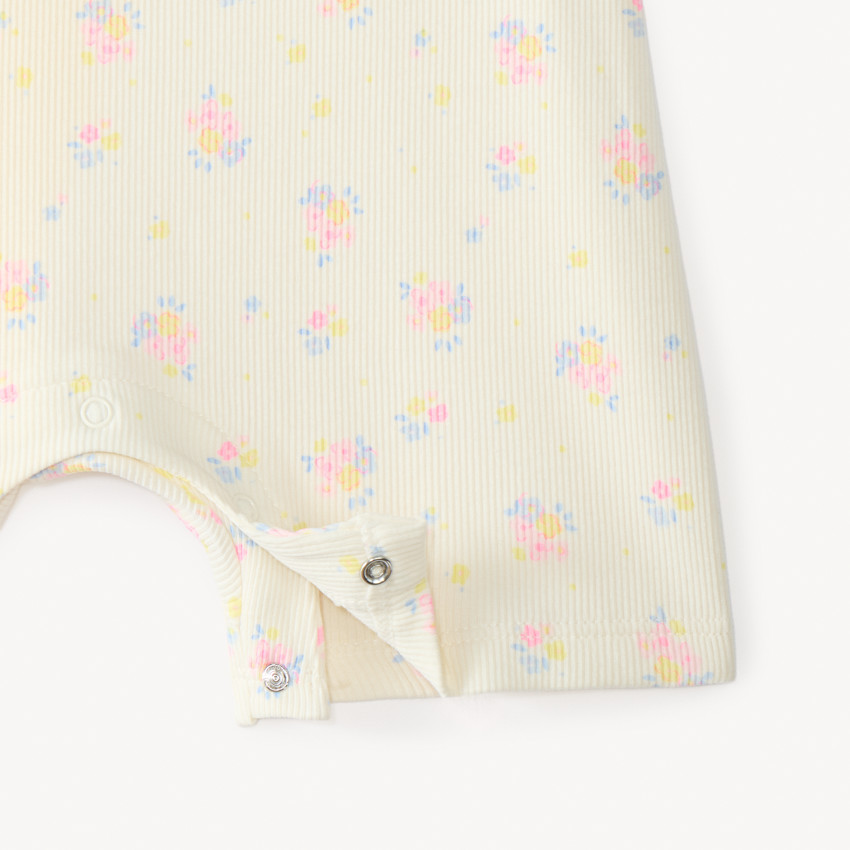 Combishort en maille côtelée imprimé fleuri pour bébé fille 