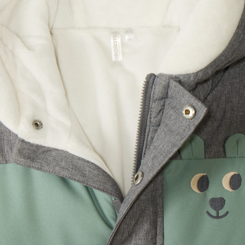 Combi-pilote déperlante et doublée pour bébé garçon avec finitions différentes selon l'âge 