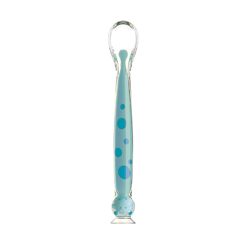 Cuillère en silicone à base ventouse bleu 