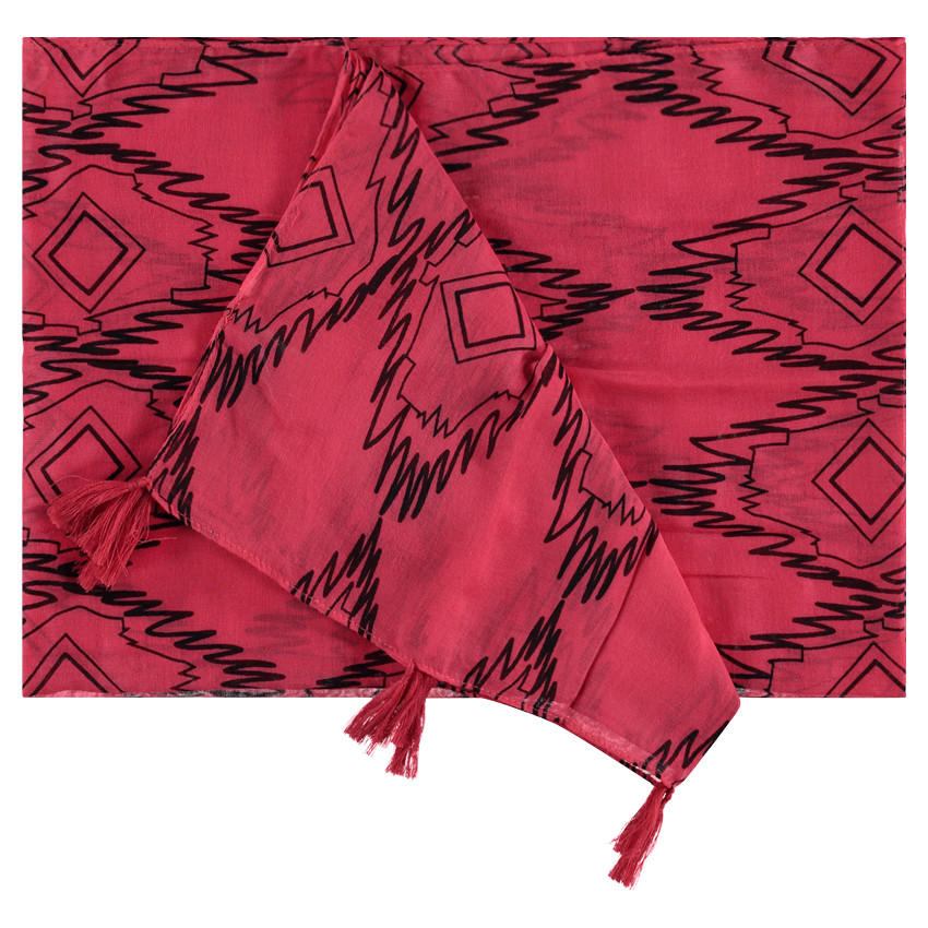 Chèche imprimé all-over avec pompons 