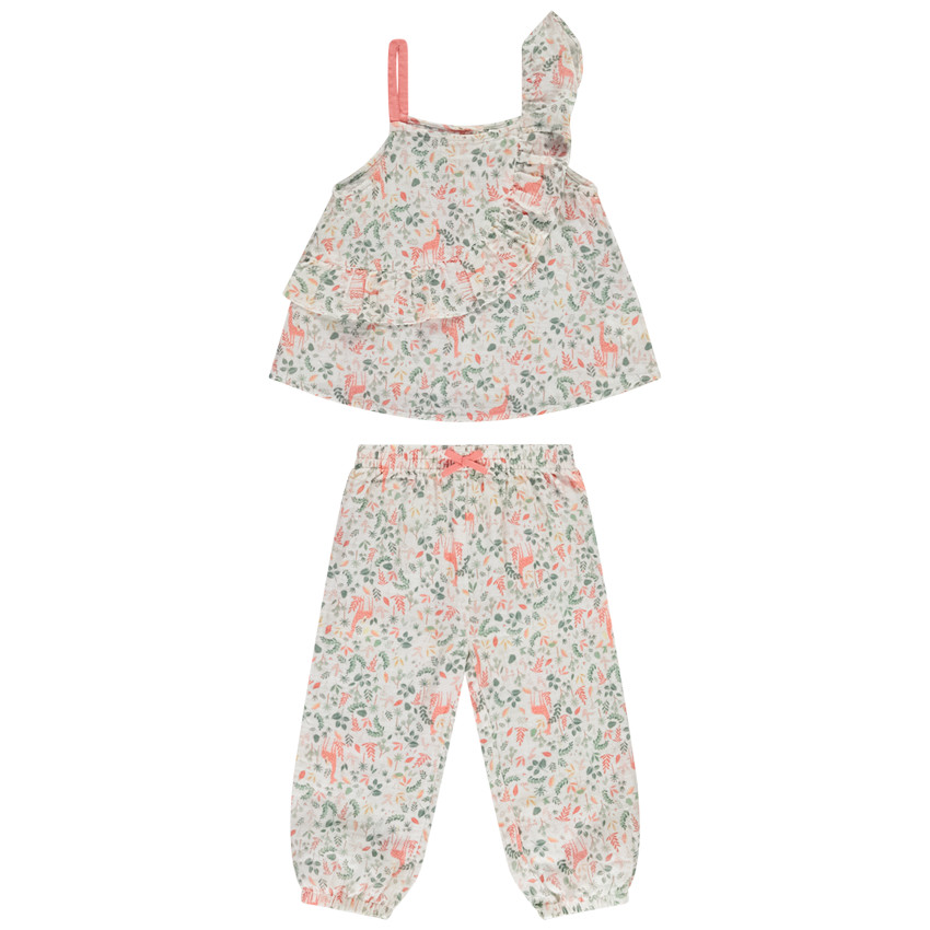 Ensemble tunique + pantalon fluide imprimé fantaisie pour bébé fille 