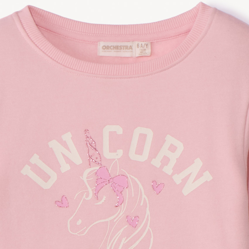 Sweat molleton uni à print pailleté pour fille 