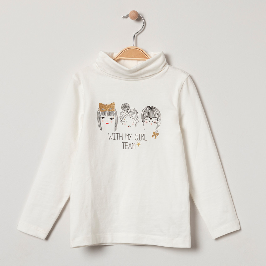 Sous-pull col roulé en coton bio avec motif printé  