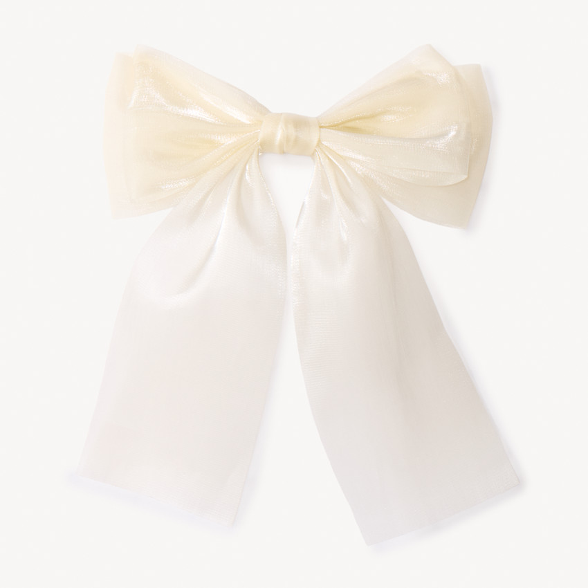 Barrette à gros nœud en organza pour fille 