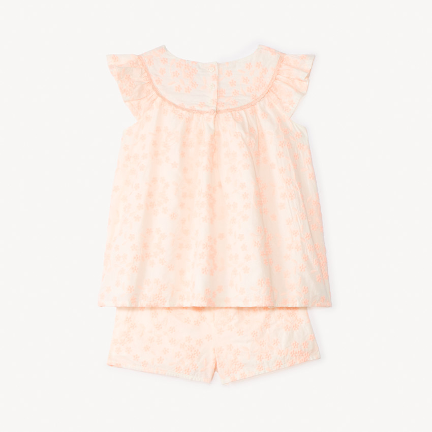 Ensemble 2 pièces débardeur + short en broderie anglaise pour bébé fille 