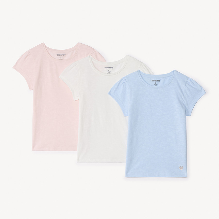 Lot de 3 t-shirts manches courtes print cœur pour fille - Ecru