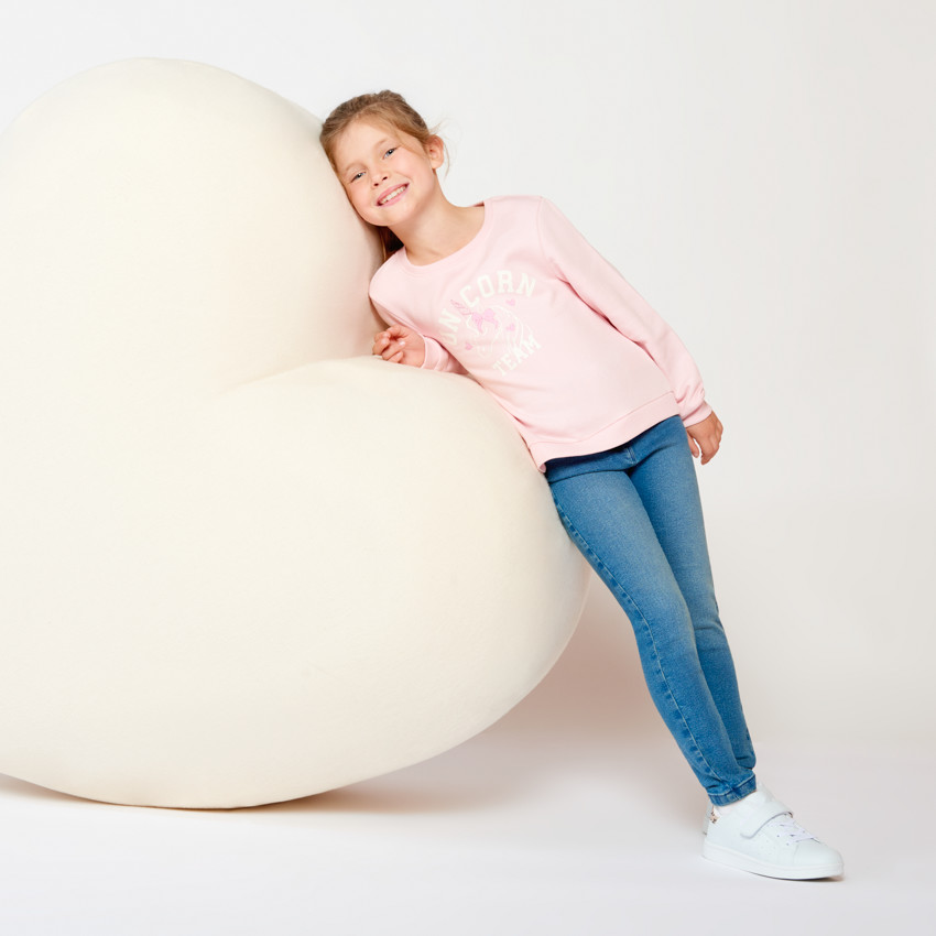 Sweat molleton uni à print pailleté pour fille 