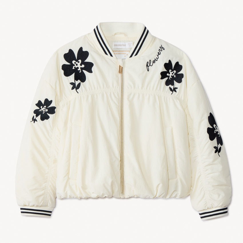 Bombers en toile effet froissé à fleurs pour fille