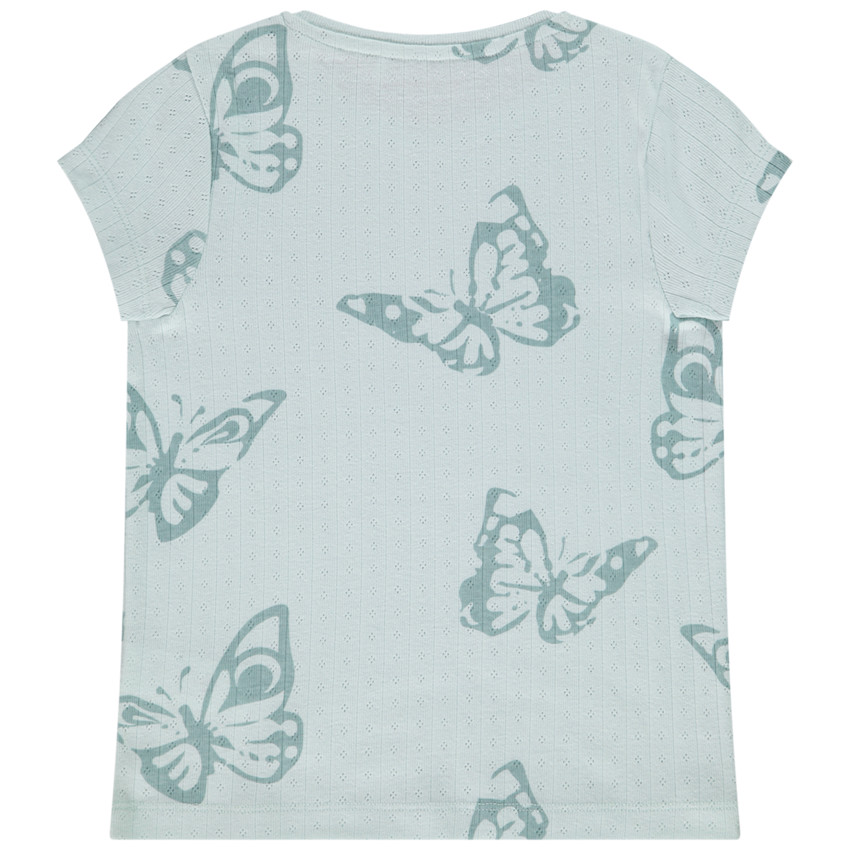 T-shirt manches courtes en rib avec détails pointelle pour fille 