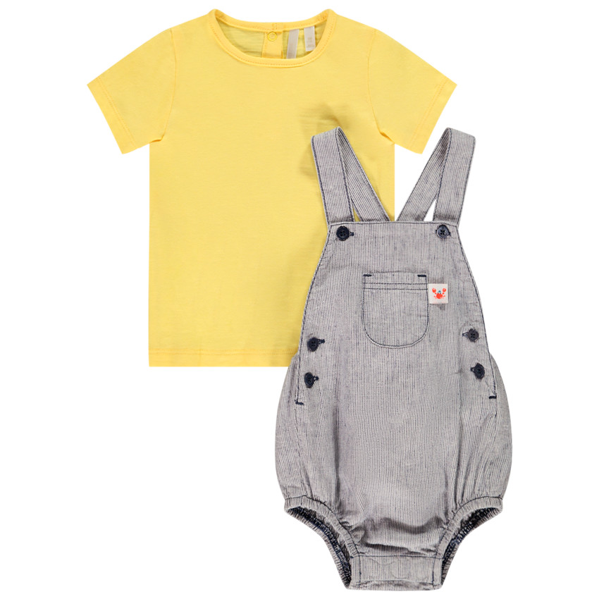 ensemble 2 pièces salopette et t-shirt pour bébé garçon - jaune clair