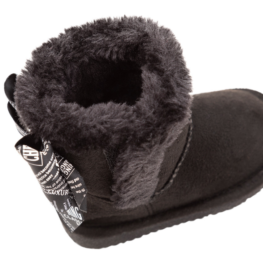 Demi-bottes fourrées avec noeuds au dos pour enfant fille Main Demi-bottes fourrées avec noeuds au dos pour enfant fille
